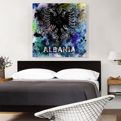 Flag of Albania Black Blue Splatter