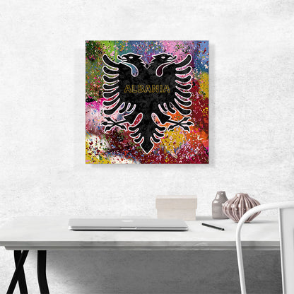 Flag of Albania Colorful Splatter