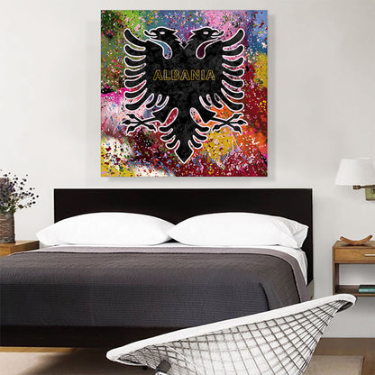 Flag of Albania Colorful Splatter