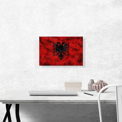 Flag of Albania Country in the Balkans Red Grunge