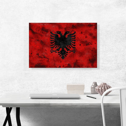 Flag of Albania Country in the Balkans Red Grunge