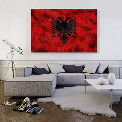 Flag of Albania Country in the Balkans Red Grunge