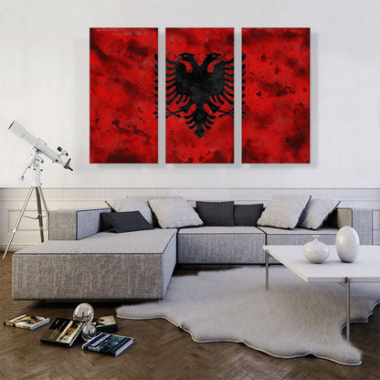 Flag of Albania Country in the Balkans Red Grunge