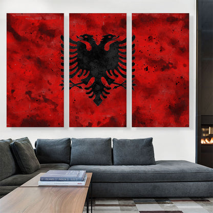 Flag of Albania Country in the Balkans Red Grunge