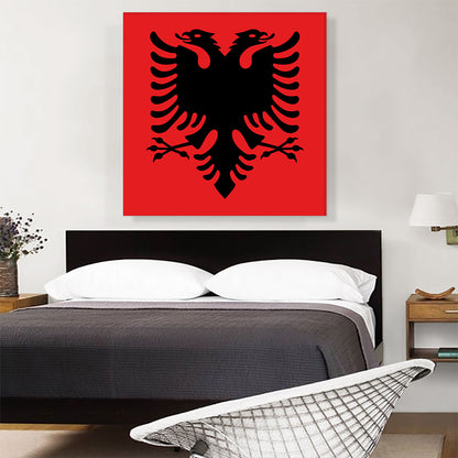Flag of Albania Country in the Balkans Red Square