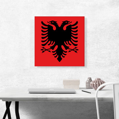 Flag of Albania Country in the Balkans Red Square