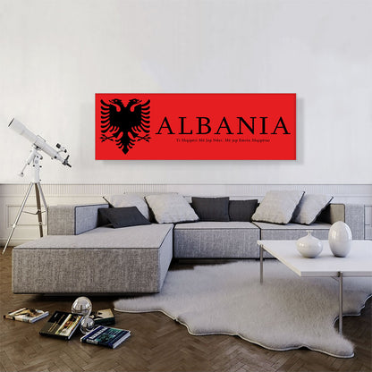 Flag of Albania with Motto Panoramic