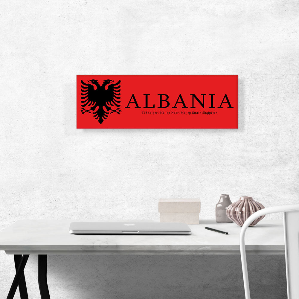 Flag of Albania with Motto Panoramic