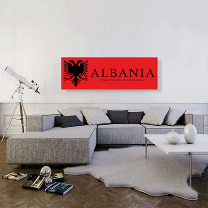 Flag of Albania with Motto Panoramic