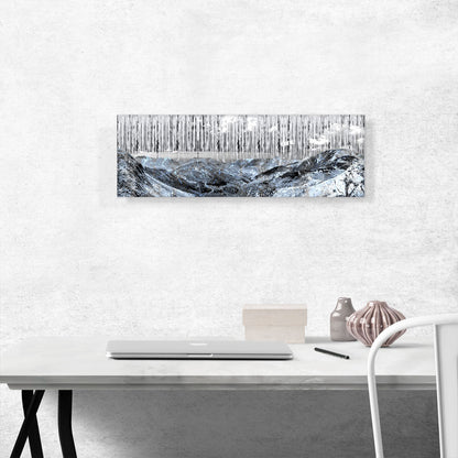 Mountain Range in Albania Blue Paint Drips