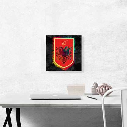 Albanian Coat of Arms with Colorful Glow