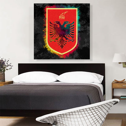 Albanian Coat of Arms with Colorful Glow