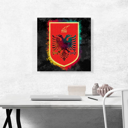 Albanian Coat of Arms with Colorful Glow
