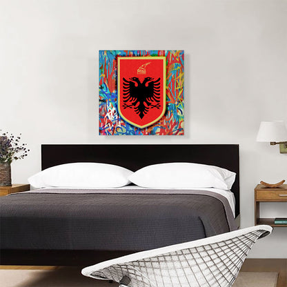 Albanian Country in the Balkans Coat of Arms with Graffiti