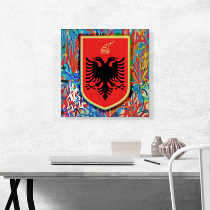 Albanian Country in the Balkans Coat of Arms with Graffiti