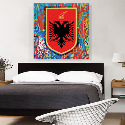 Albanian Country in the Balkans Coat of Arms with Graffiti