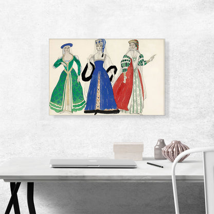 Costume Design For Three Women Dancing a Polonaise