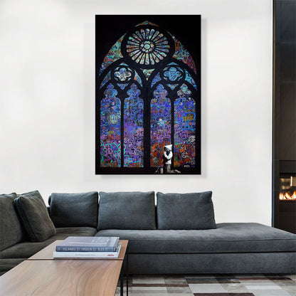 Graffiti Stained Glass - Blue