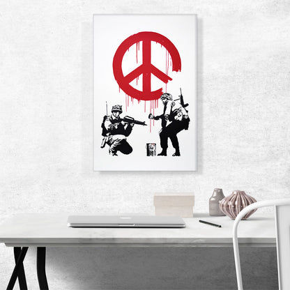 Soldiers Painting Peace Sign