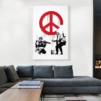 Soldiers Painting Peace Sign