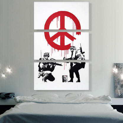 Soldiers Painting Peace Sign
