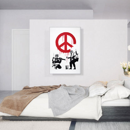 Soldiers Painting Peace Sign
