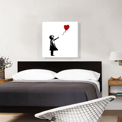 Girl with Balloon (white background Square)