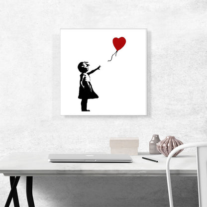 Girl with Balloon (white background Square)