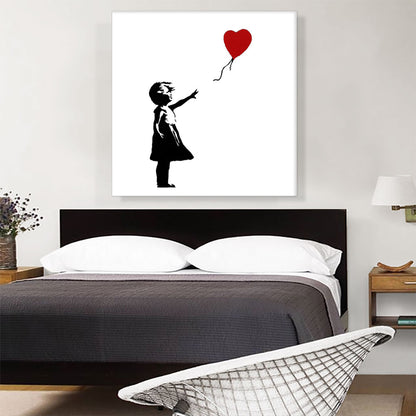 Girl with Balloon (white background Square)