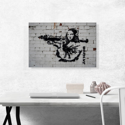 Mona Lisa With Rocket Launcher Bazooka