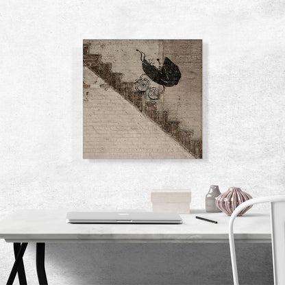 Baby Carriage Rolling Down Stairs