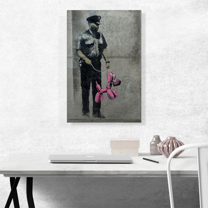 Police Guard Pink Balloon Dog