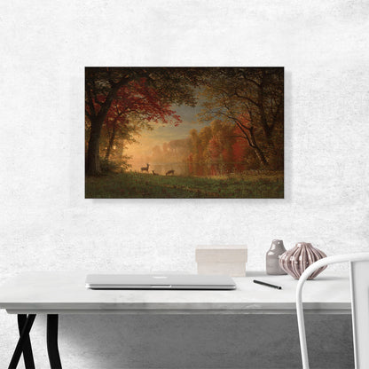 Indian Sunset Deer By a Lake 1880