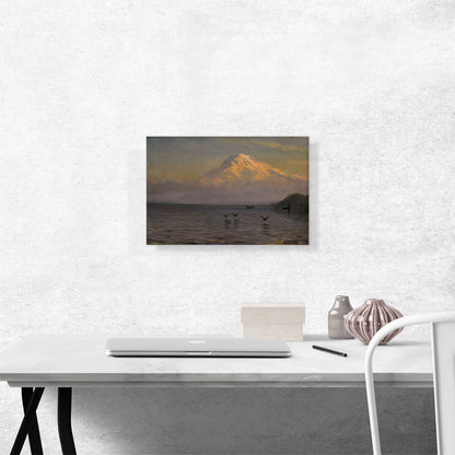 View Of Mount Rainier With Fisherman