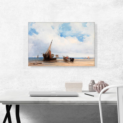 Beached Vessels Wagon Near Trouville France