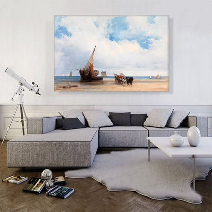 Beached Vessels Wagon Near Trouville France