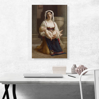Italian Peasant Kneeling With Child