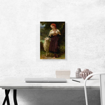 Shepherdess Newborn Lamb 1873