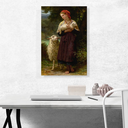 Shepherdess Newborn Lamb 1873