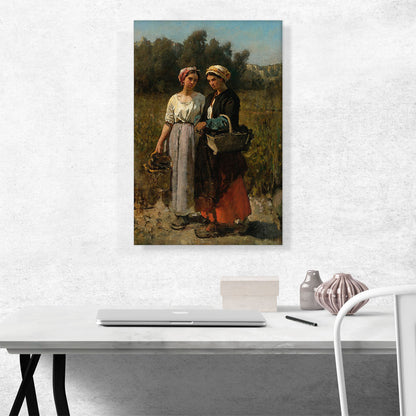 Two Young Women Picking Grapes 1862