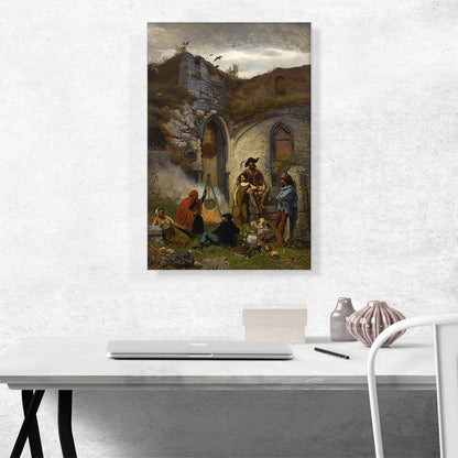 Campement Of Bohemiens In Ruins Of Abbey Of Saint Bavon