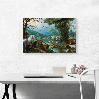 Paradise Landscape With The Animals Entering Noah's Ark