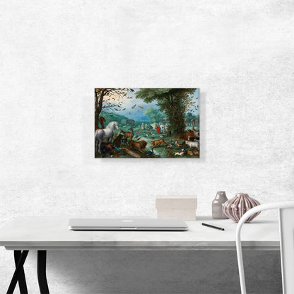 Paradise Landscape With The Animals Entering Noah's Ark