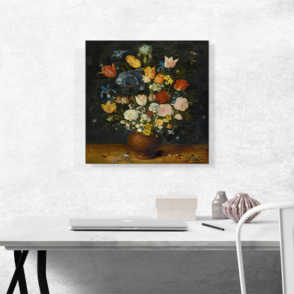Still Life Of Flowers In a Stoneware Vase
