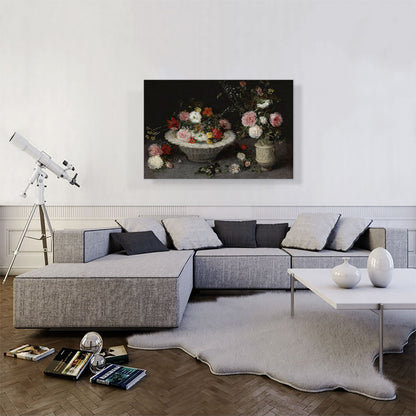 Still Life Of Roses And Other Flowers In a Bowl And a Vase