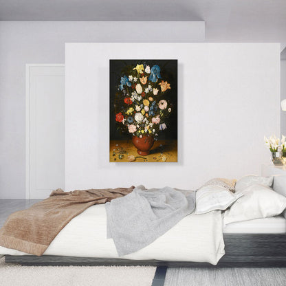 Still Life with Irises Tulips Roses Narcissi and Fritillary in a Ceramic Vase