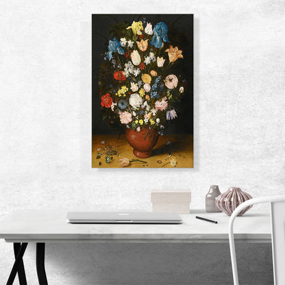 Still Life with Irises Tulips Roses Narcissi and Fritillary in a Ceramic Vase