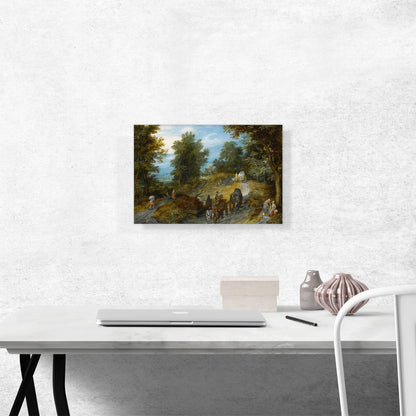 Woodland Road With Wagon And Travelers
