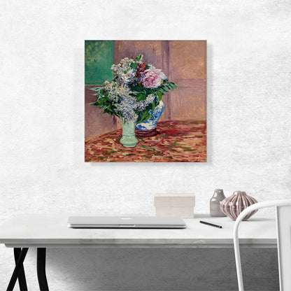 Lilacs and Peonies in Two Vases