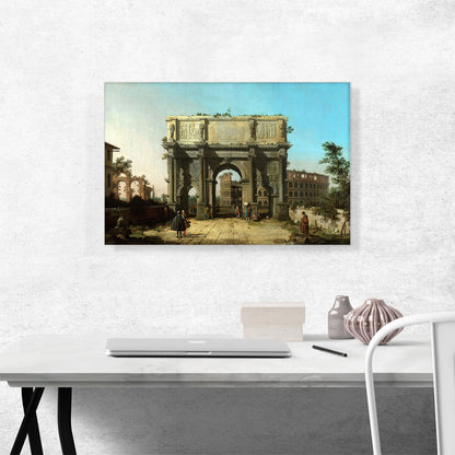 View of the Arch of Constantine with the Colosseum 1745